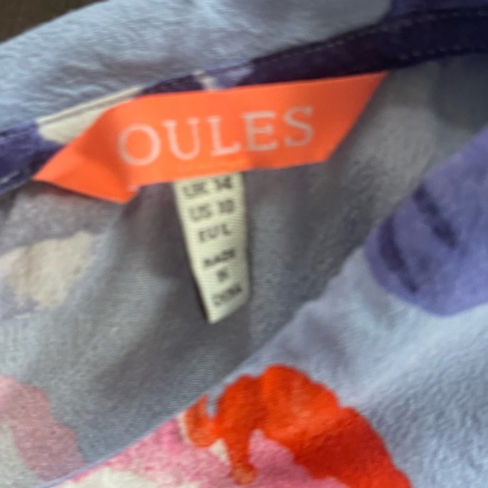 JOULES Floral Feminine Sleeveless Top Light Blue Pink Collar Spring Size 10 - Picture 5 of 10